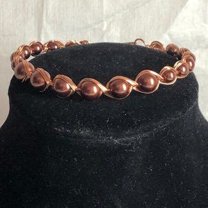Handcrafted Copper & Bronze Pearl Bead Bracelet
